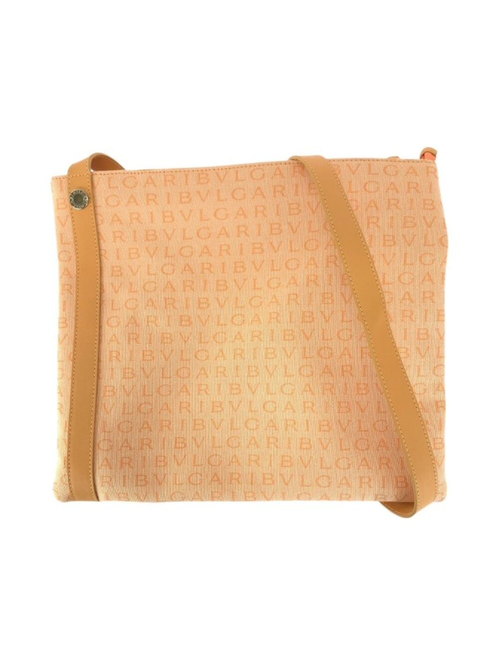 Bvlgari Logomania Orange Silver Canvas Leather Shoulder Bag Pochette